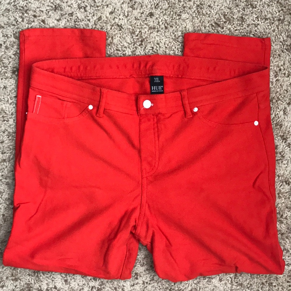 HUE- red cropped jeggings - XL